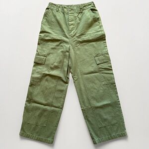 Women’s Universal Thread Green Cotton Cargo Pant Size 2 High-Rise Baggy Wide Leg